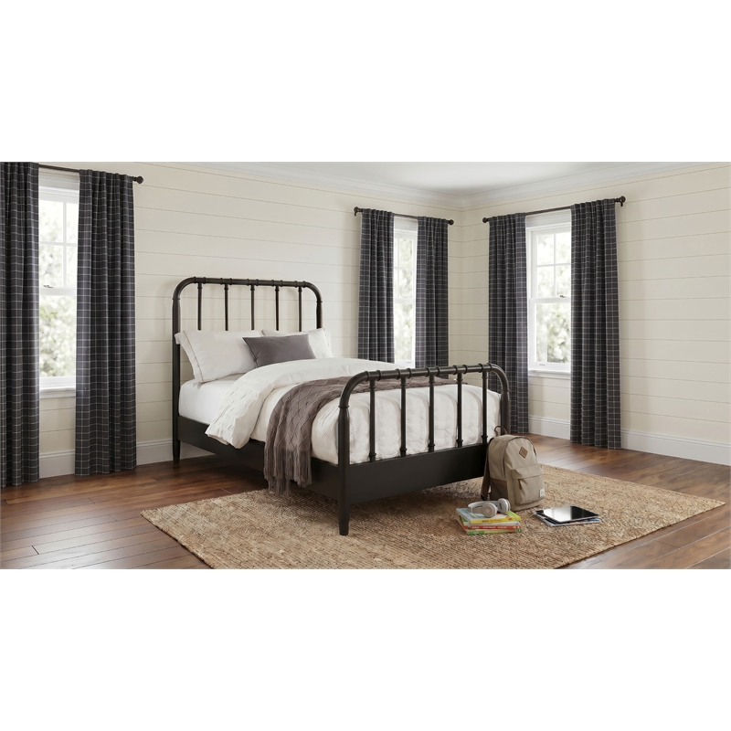 Pemberly Row All Wood Water Pipe Open Frame Twin Bed in Dark Bronze