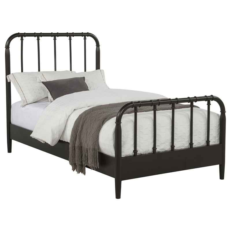 Pemberly Row All Wood Water Pipe Open Frame Twin Bed in Dark Bronze