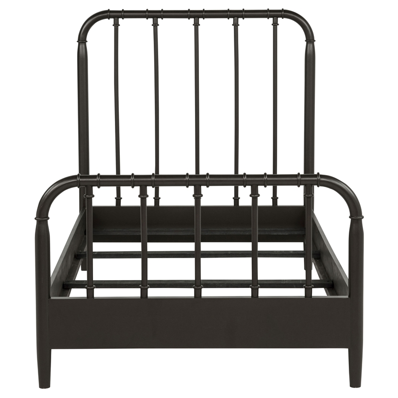 Pemberly Row All Wood Water Pipe Open Frame Twin Bed in Dark Bronze