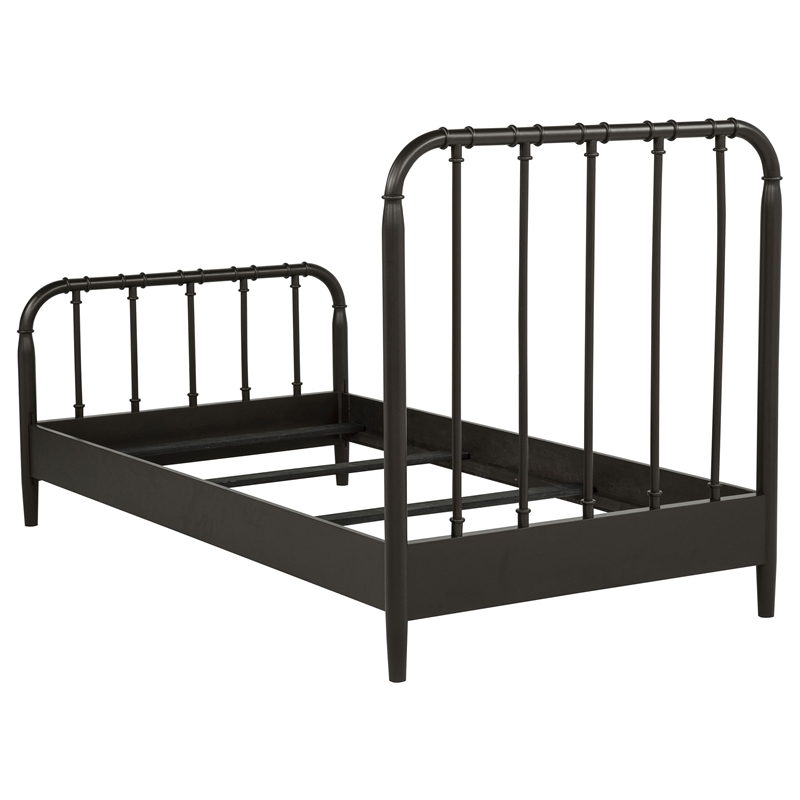 Pemberly Row All Wood Water Pipe Open Frame Twin Bed in Dark Bronze