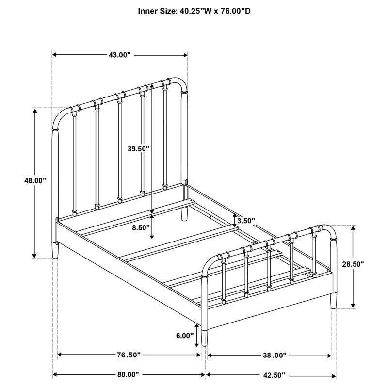 Pemberly Row All Wood Water Pipe Open Frame Twin Bed in Dark Bronze