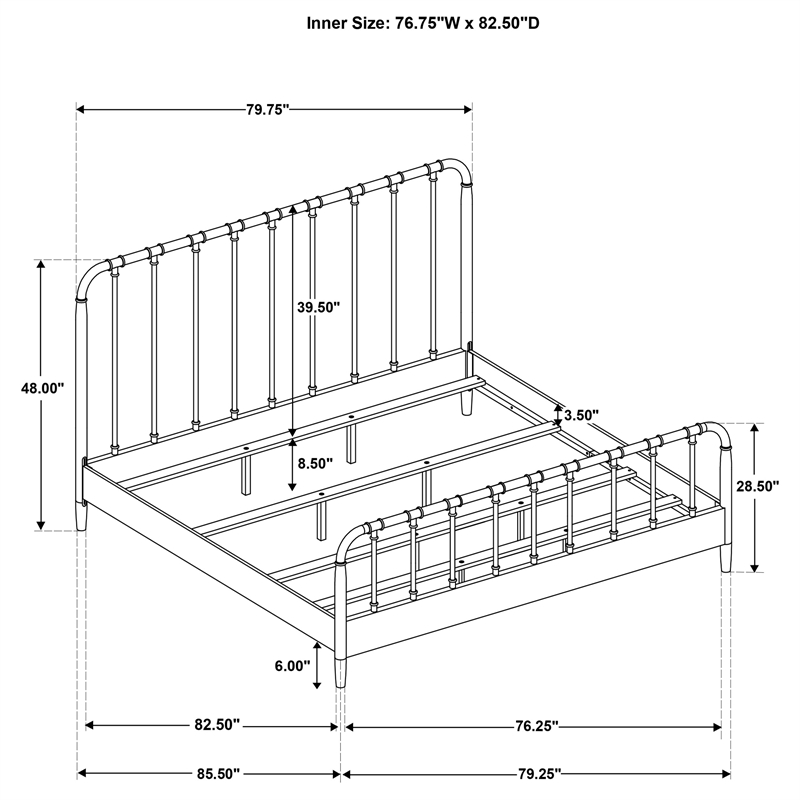 Pemberly Row All Wood Water Pipe Open Frame Eastern King Bed in Dark Bronze