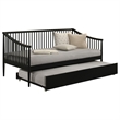 Pemberly Row Transitional Wood Windsor Twin Daybed with Trundle in Black