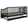 Pemberly Row Transitional Wood Windsor Twin Daybed with Trundle in Black