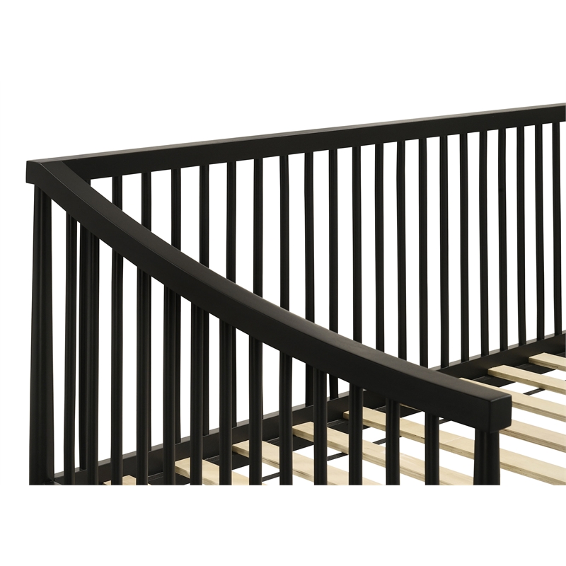 Pemberly Row Transitional Wood Windsor Twin Daybed with Trundle in Black