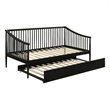 Pemberly Row Transitional Wood Windsor Twin Daybed with Trundle in Black