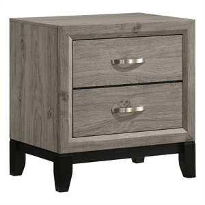 Pemberly Row 2-Drawer Wood Nightstand Bedside Table in Light Taupe