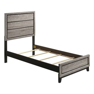 Pemberly Row 56&quot Transitional Wood Twin Panel Bed in Light Taupe