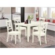 Pemberly Row 5-Piece Wood Dining Set with Leather Chairs in Linen White