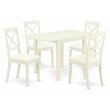 Pemberly Row 5-Piece Wood Dining Set with Leather Chairs in Linen White