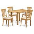 Pemberly Row 5-Piece Wood Dining Set with Linen Seat in Oak Finish