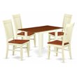Pemberly Row 5-Piece Wood Dinette Set with Drop Leaf in Cherry/Buttermilk