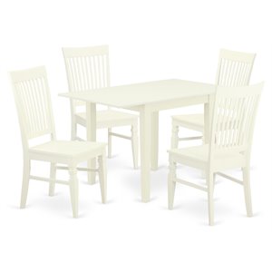 Pemberly Row 5-Piece Wood Kitchen Set with Drop Leaf in Linen White