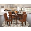 Pemberly Row 5-Piece Dining Table Set in Brown PU Leather and Mahogany