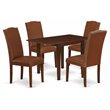 Pemberly Row 5-Piece Dining Table Set in Brown PU Leather and Mahogany