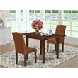 Pemberly Row 3-Piece Wood Dining Room Set in Brown PU Leather and Mahogany