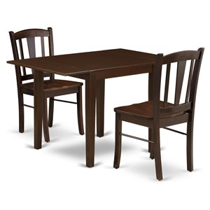 Pemberly Row 3-Piece Wooden Dining Set with Drop-Leaf Table in Mahogany