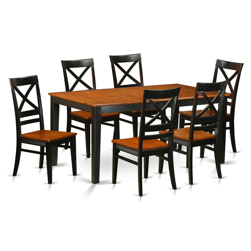 Pemberly Row 7-Piece Wood Dining Set with Self-Storing Leaf in Black/Cherry