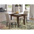 Pemberly Row 3-Piece Dining Set in Mahogany and Dark Khaki Linen Upholstery