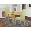 Pemberly Row 3-Piece Oak Wood Dining Set with Lime Green Upholstery