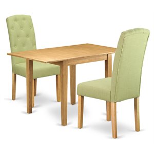 Pemberly Row 3-Piece Oak Wood Dining Set with Lime Green Upholstery