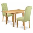 Pemberly Row 3-Piece Oak Wood Dining Set with Lime Green Upholstery