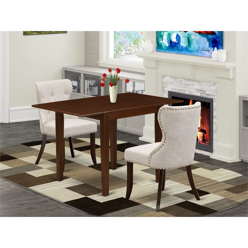 Pemberly Row 3-Piece Drop Leaf Dining Set in Mahogany