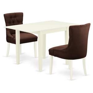 Pemberly Row 3-Piece Wood Dining Set in Linen White & Chocolate