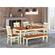 Pemberly Row 6-Piece Dinette Set with Bench and Leaf in Buttermilk Cherry