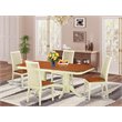 Pemberly Row 5-Piece Wood Dinette Set with Expansion Leaf in Buttermilk/Cherry