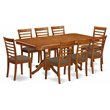 Pemberly Row 9-Piece Dining Set w/ Cushion Seats in Saddle Brown