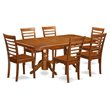 Pemberly Row 7-Piece Dining Set with Wood Seats in Saddle Brown Finish