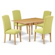 Pemberly Row 5-Piece Wood Dining Set in Oak and Limelight Fabric