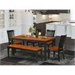 Pemberly Row 6-Piece Wood Dining Set with Bench and Leaf in Black and Cherry