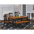 Pemberly Row 6-Piece Wood Dining Set with Bench in Black and Cherry