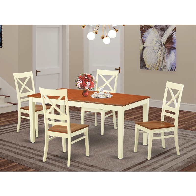 Pemberly Row 5-Piece Wood Dinette Set in Buttermilk/Cherry