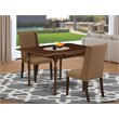 Pemberly Row 3-Piece Wood Dining Set with Drop Leaves in Mahogany/Brown Beige