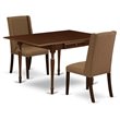 Pemberly Row 3-Piece Wood Dining Set with Drop Leaves in Mahogany/Brown Beige