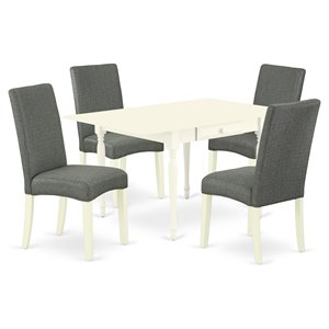 Pemberly Row 5-Piece Wood Dining Set in Linen White and Gray