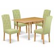 Pemberly Row 5-Piece Wood Dining Set in Oak and Lime Green