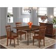Pemberly Row 5-Piece Dinette Set with Wooden Seats in Mahogany Finish