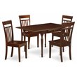 Pemberly Row 5-Piece Dinette Set with Wooden Seats in Mahogany Finish