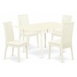 Pemberly Row 5-Piece Wood Dining Set with Fabric Seats in Linen White