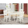 Pemberly Row 5-Piece Dining Set with Cushion Seat in White and White Finish