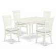 Pemberly Row 5-Piece Dining Set with Cushion Seat in White and White Finish