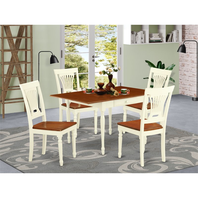 Pemberly Row 5-Piece Wood Dinette Set in Buttermilk and Cherry Finish