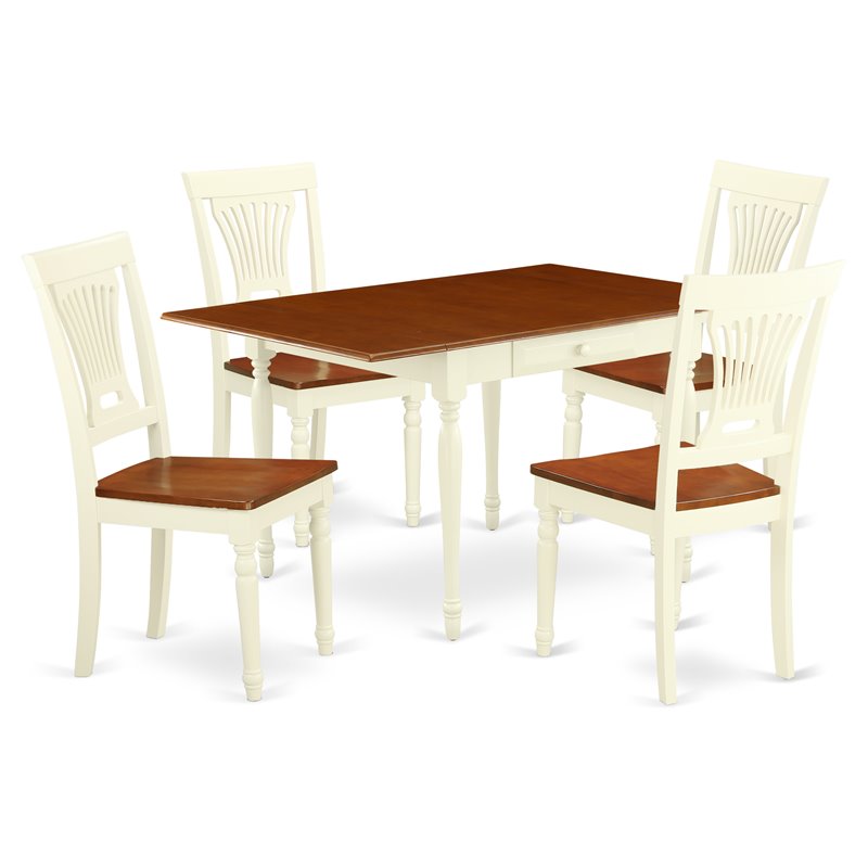 Pemberly Row 5-Piece Wood Dinette Set in Buttermilk and Cherry Finish