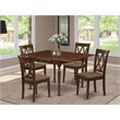 Pemberly Row 5-Piece Wood Dining Set with Fabric Seats in Mahogany