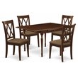 Pemberly Row 5-Piece Wood Dining Set with Fabric Seats in Mahogany