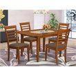 Pemberly Row 5-Piece Wood Dining Set with Fabric Chairs in Saddle Brown